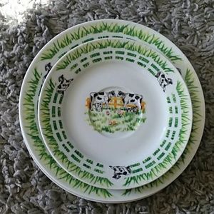 KMC ceramic cow themed plates